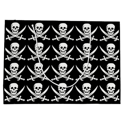 Aangepaste kleur Pirate/Skulls/Swords Black Gift B Groot Cadeauzakje (Achterkant)