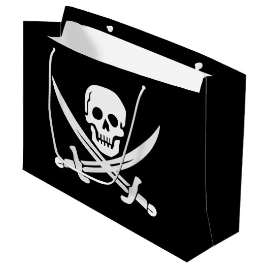 Aangepaste kleur Pirate/Skulls/Swords Black Gift B Groot Cadeauzakje (Voorkant Gekanteld)