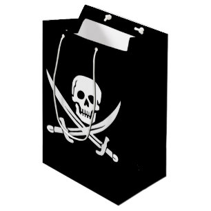 Aangepaste kleur Pirate/Skulls/Swords Black Gift B Medium Cadeauzakje