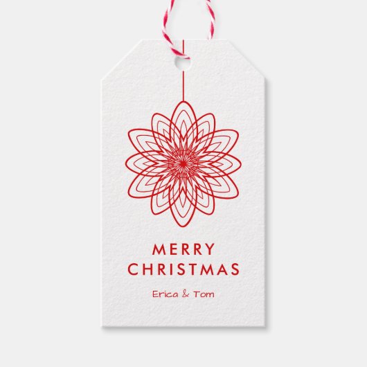 Aangepaste kleur Prettig kerstfeest minimalistisch Cadeaulabel (Voorkant)