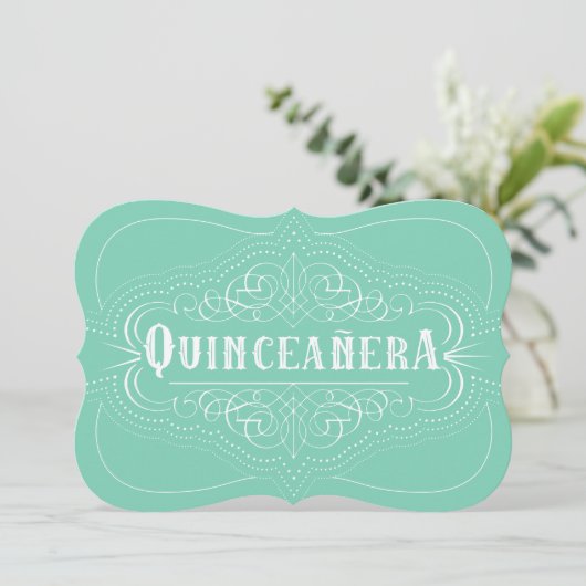 Aangepaste kleur Quinceañera Zuid-Westerne Mint Gr Kaart (Staand voorkant)