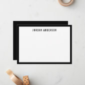 Aangepaste Kleur Rand Modern Vet Gepersonaliseerd Notitiekaartje (Voorkant / Achterkant in situ)