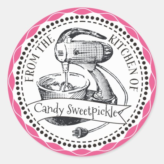 Aangepaste kleur retro stand mixer uit de keuken v ronde sticker (Voorkant)