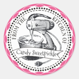 Aangepaste kleur retro stand mixer uit de keuken v ronde sticker