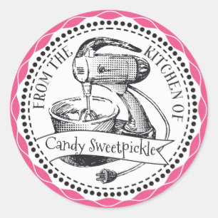 Aangepaste kleur retro stand mixer uit de keuken v ronde sticker