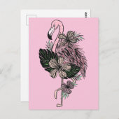 Aangepaste kleur Roze Flamingo Briefkaart (Voorkant / Achterkant)