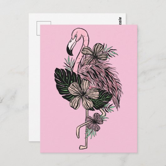 Aangepaste kleur Roze Flamingo Briefkaart (Voorkant / Achterkant)