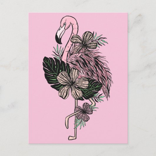 Aangepaste kleur Roze Flamingo Briefkaart (Voorkant)