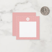 Aangepaste kleur Roze polka stip Initiaal Notitiekaartje (Voorkant / Achterkant in situ)