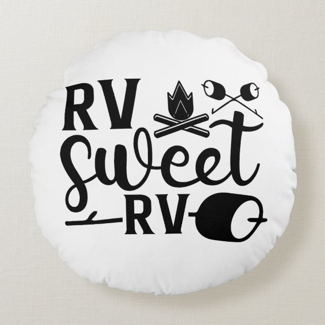 AANGEPASTE KLEUR RV Sweet RV Camping Rond Kussen (Voorkant)