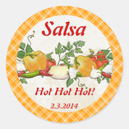 Aangepaste kleur salsa ingrediënten inblikken labe ronde sticker