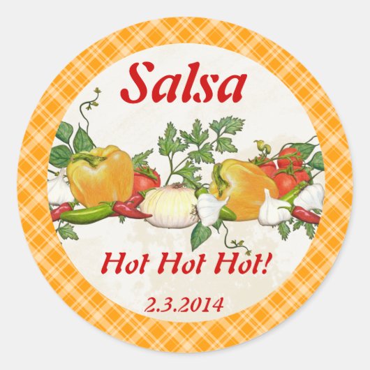 Aangepaste kleur salsa ingrediënten inblikken labe ronde sticker (Voorkant)