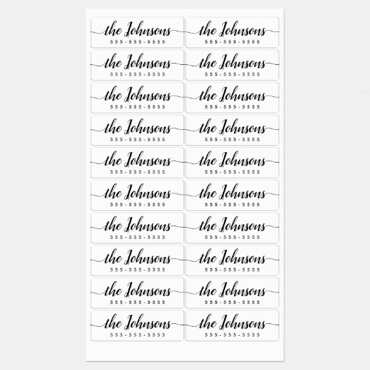 Aangepaste kleur schattig script naam & nummer wat labels (Vel)