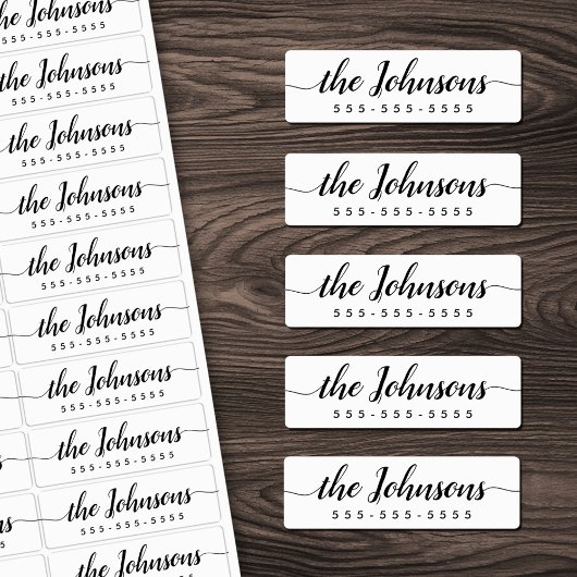 Aangepaste kleur schattig script naam & nummer wat labels