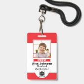 Aangepaste Kleur School Student Foto Identificatie Badge (Voorzijde met lanyard)