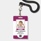 Aangepaste kleur school student identificatie foto badge (Voorzijde met lanyard)