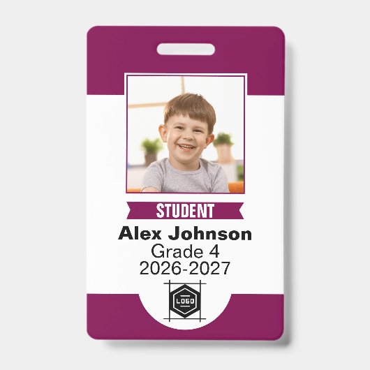 Aangepaste kleur school student identificatie foto badge (Voorzijde)