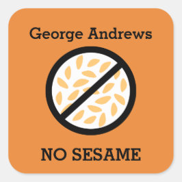 Aangepaste kleur Sesamallergie Gepersonaliseerde K Vierkante Sticker