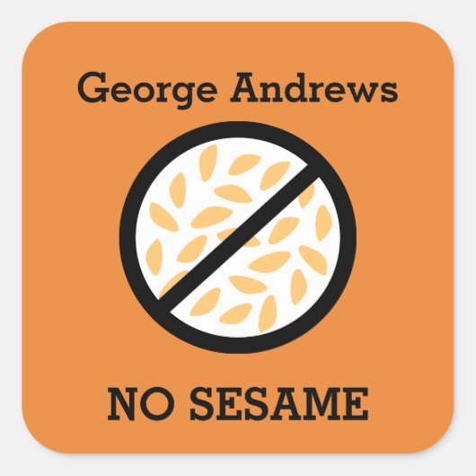 Aangepaste kleur Sesamallergie Gepersonaliseerde K Vierkante Sticker (Voorkant)
