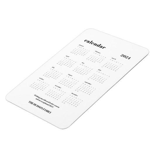 Aangepaste Kleur SImple Chic 2024 Witte Kalender Magneet (Linkerzijde)