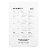 Aangepaste Kleur SImple Chic 2024 Witte Kalender Magneet (Verticaal)