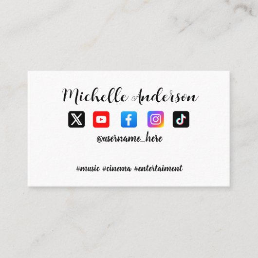 Aangepaste kleur sociale media pictogrammen QR-cod Visitekaartje (Voorkant)