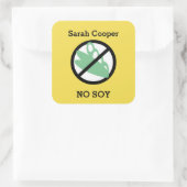 Aangepaste Kleur Soja Allergie Gepersonaliseerde K Vierkante Sticker (Tas)