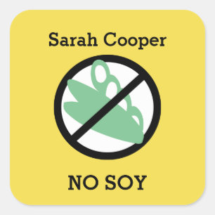 Aangepaste Kleur Soja Allergie Gepersonaliseerde K Vierkante Sticker