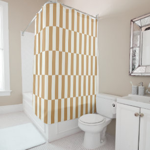Aangepaste Kleur Streep Mid Century Schachbrett Ok Douchegordijn