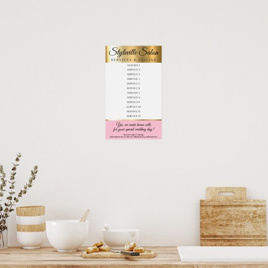 Aangepaste kleur stylist salons prijsaanduiding poster (Keuken)