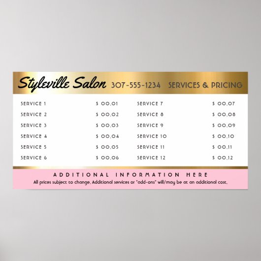 Aangepaste kleur stylist salons service prijsweerg poster (Voorkant)