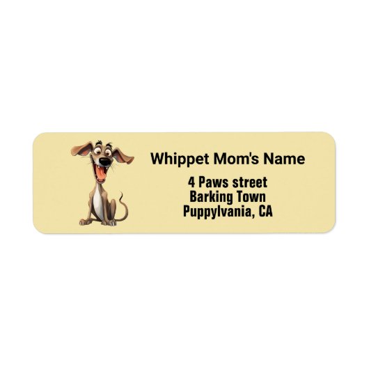 Aangepaste kleur & tekst, coole whippet etiket (Voorkant)