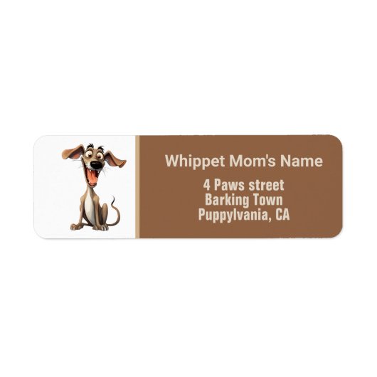 Aangepaste kleur & tekst, coole whippet etiket (Voorkant)