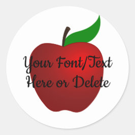 Aangepaste kleur & tekst Delicious Red Apple Teach Ronde Sticker