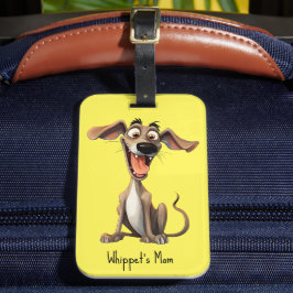 Aangepaste kleur & tekst, 🐶gekke 🤪 whippet bagagelabel