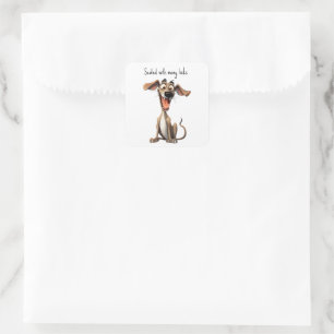 Aangepaste kleur & tekst, 🐶gekke 🤪 whippet vierkante sticker