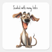 Aangepaste kleur & tekst, 🐶gekke 🤪 whippet vierkante sticker (Voorkant)
