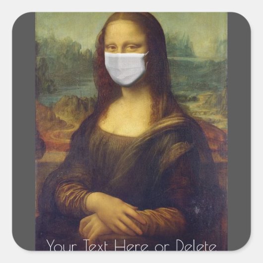 Aangepaste kleur/tekst Mona Lisa Painting met gezi Vierkante Sticker (Voorkant)