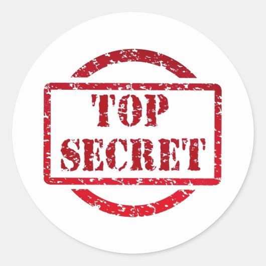 Aangepaste kleur Top Secret Red Stamp Spy Document Ronde Sticker (Voorkant)