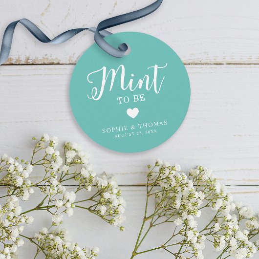 Aangepaste Kleur Trouw Mint Wordt Rond Bedankjes Labels