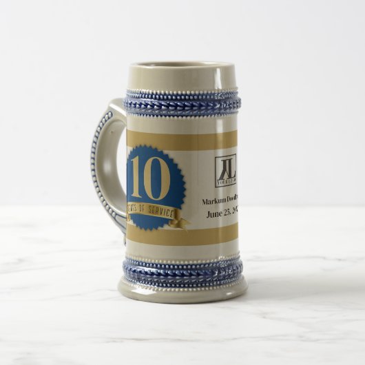 Aangepaste kleur UNIVERSAL-jubileum koffie Bierpul (Voorkant links)