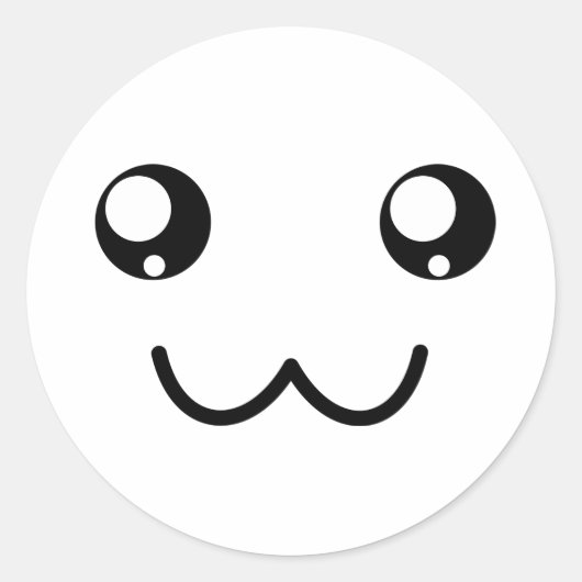 Aangepaste kleur UWU Smile Face Kawaii Happy Anime Ronde Sticker (Voorkant)