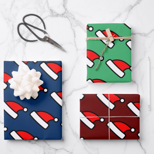 Aangepaste kleur van het pet van de Kerstman-kluss Inpakpapier Vel (Voorkant)
