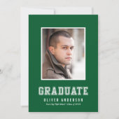 Aangepaste Kleur Varsity Foto Afstudeer Aankondigi Kaart (Voorkant)