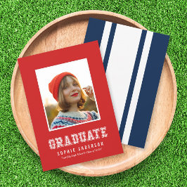 Aangepaste Kleur Varsity Foto Afstudeer Aankondigi Kaart