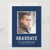 Aangepaste Kleur Varsity Foto Afstudeeraankondigin Kaart (Voorkant)