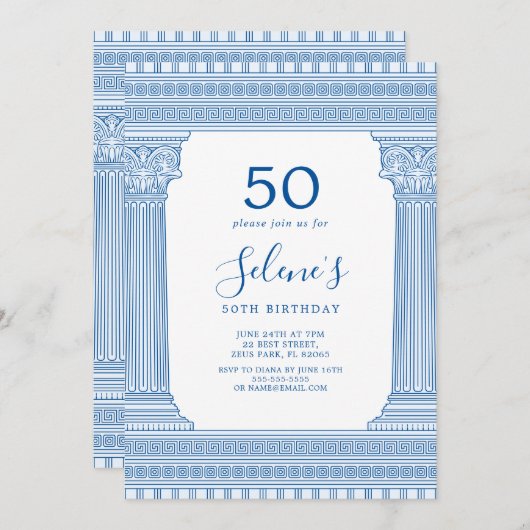 aangepaste kleur verjaardagsfeestje met Griekse te Kaart (Voorkant / Achterkant)