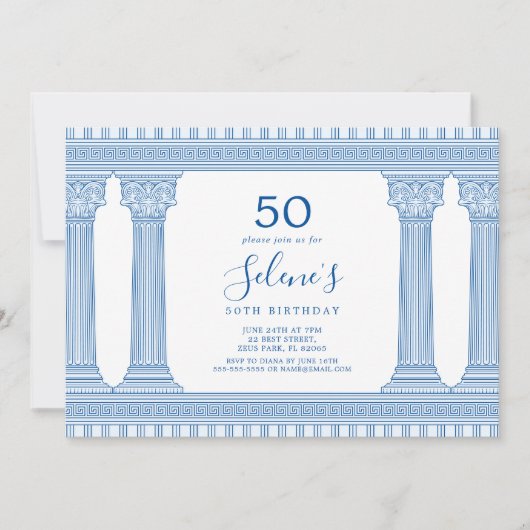 aangepaste kleur verjaardagsfeestje met Griekse te Kaart (Voorkant)