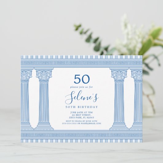 aangepaste kleur verjaardagsfeestje met Griekse te Kaart (Staand voorkant)