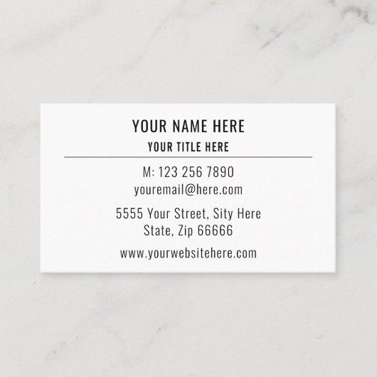 Aangepaste kleur Visitekaartje ontwerp uw eigen (Voorkant)